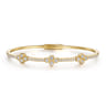 14K Yellow Gold Bangle with Diamond and Sapphire Quatrefoil Stations