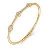 14K Yellow Gold Bangle with Diamond and Sapphire Quatrefoil Stations