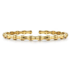 14K Yellow Gold Bar Station Bangle
