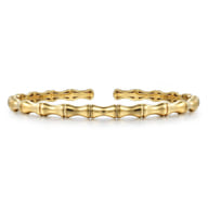 14K Yellow Gold Bar Station Bangle
