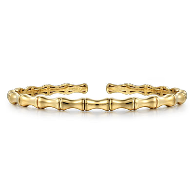 14K Yellow Gold Bar Station Bangle