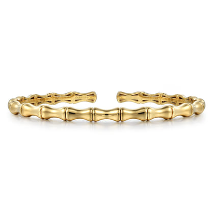 14K Yellow Gold Bar Station Bangle