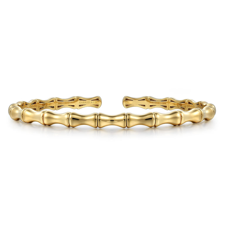 14K Yellow Gold Bar Station Bangle - Shot 1