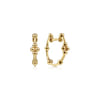 14K Yellow Gold Beaded Ball Station Huggies
