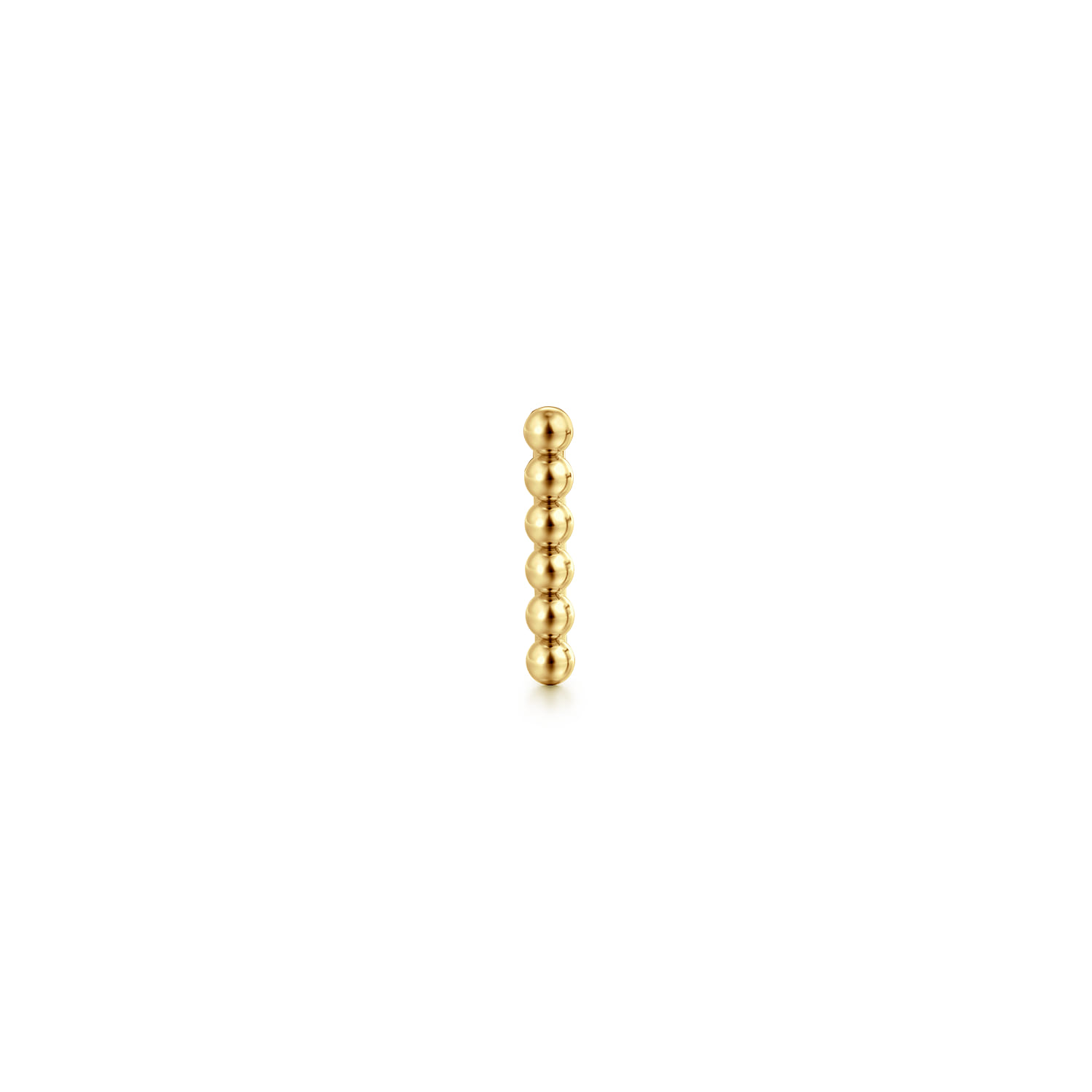 14K Yellow Gold Beaded Bar Flat Back Stud Single Earring - Shot 1