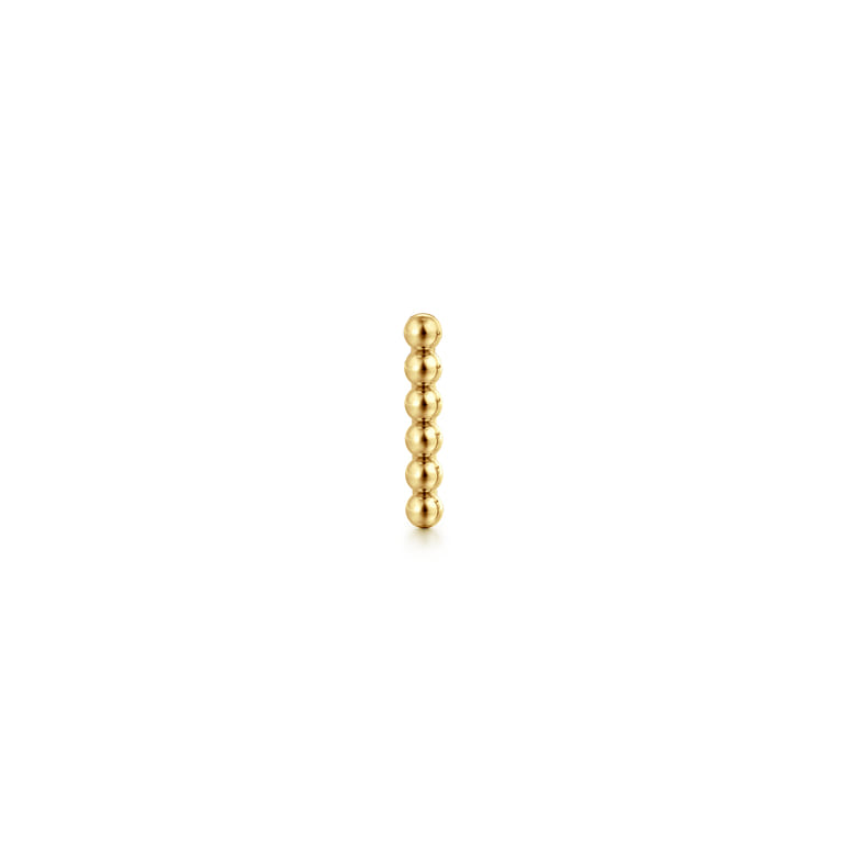 14K Yellow Gold Beaded Bar Flat Back Stud Single Earring - Shot 1