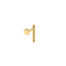 14K Yellow Gold Beaded Bar Single Flatback Stud Earring