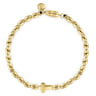 14K Yellow Gold Beaded Cross Bracelet