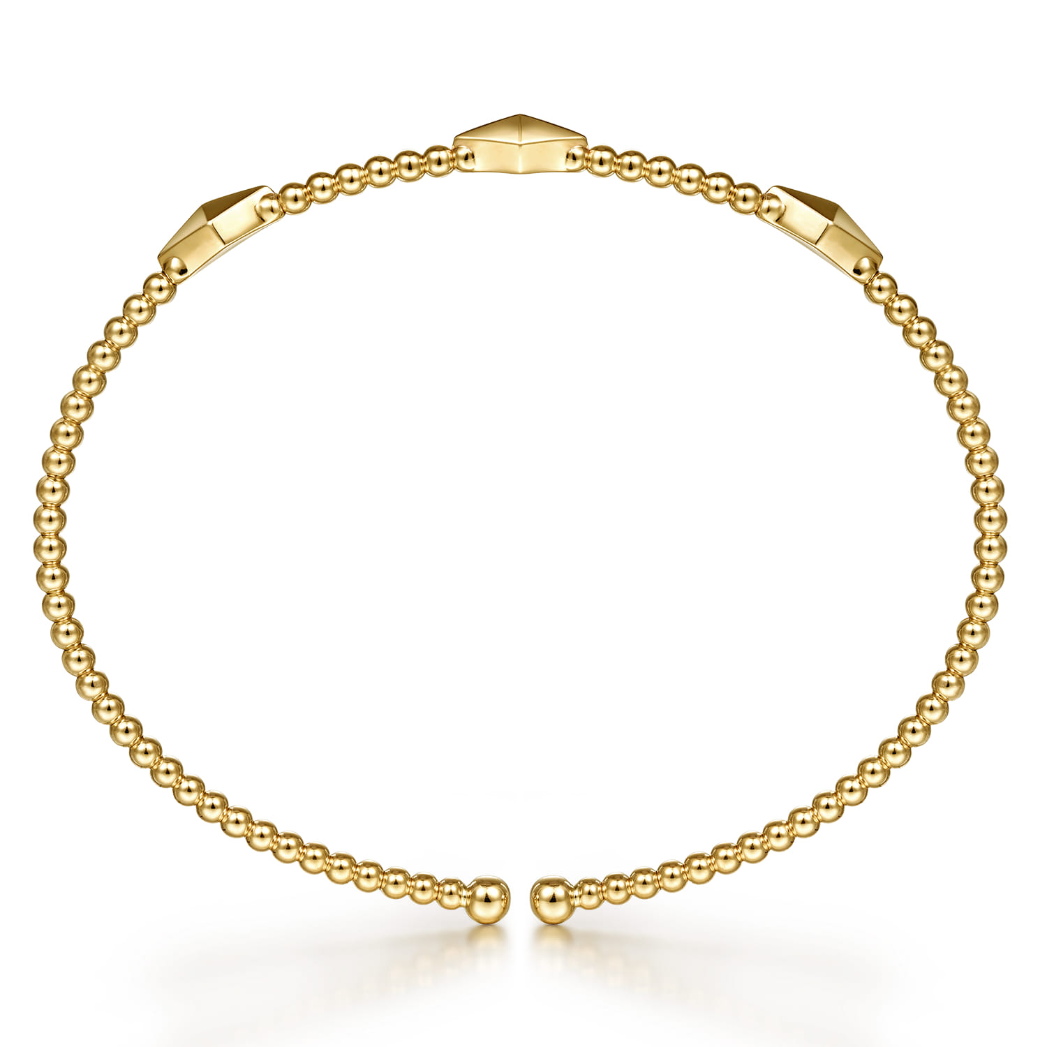 14K Yellow Gold Beaded Cuff Bangle Bracelet-Bujukan - Shot 3