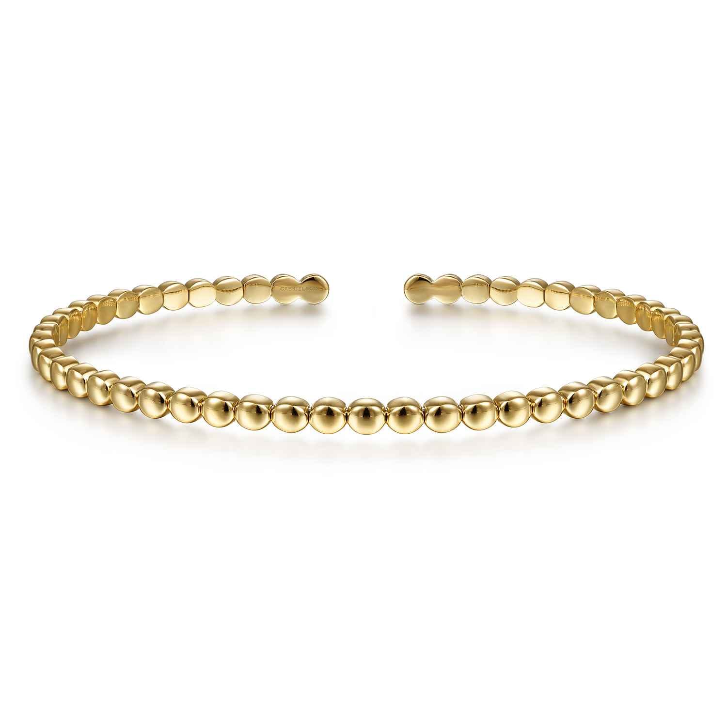 14K Yellow Gold Beaded Cuff Bracelet - Shot 1