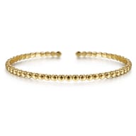 14K Yellow Gold Beaded Cuff Bracelet