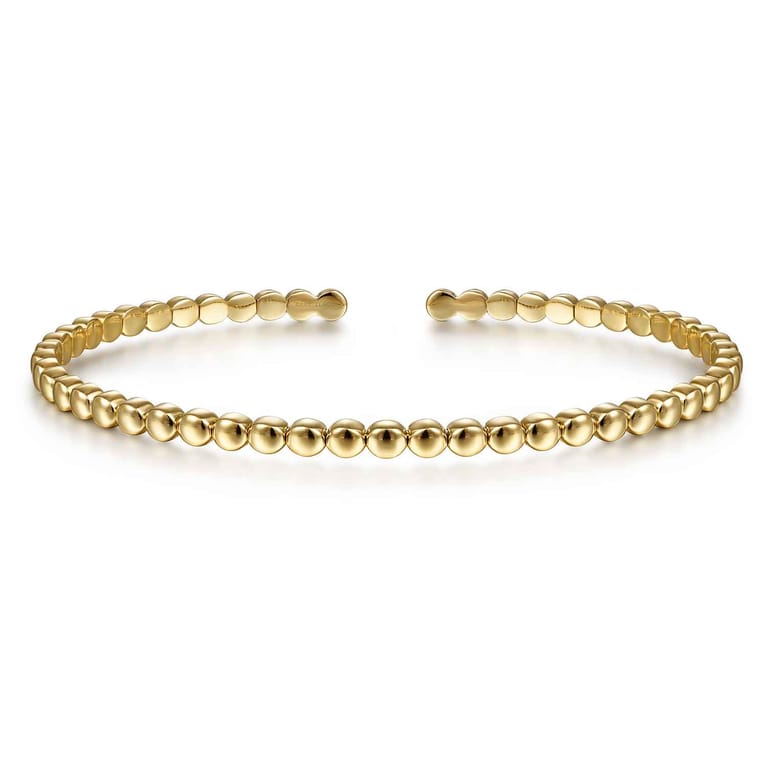 14K Yellow Gold Beaded Cuff Bracelet - Shot 1