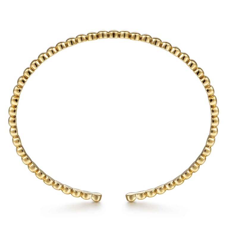 14K Yellow Gold Beaded Cuff Bracelet - Shot 3