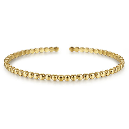 14K Yellow Gold Beaded Cuff Bracelet