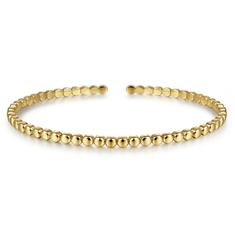 14K Yellow Gold Beaded Cuff Bracelet - Shot 1