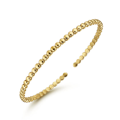 14K Yellow Gold Beaded Cuff Bracelet