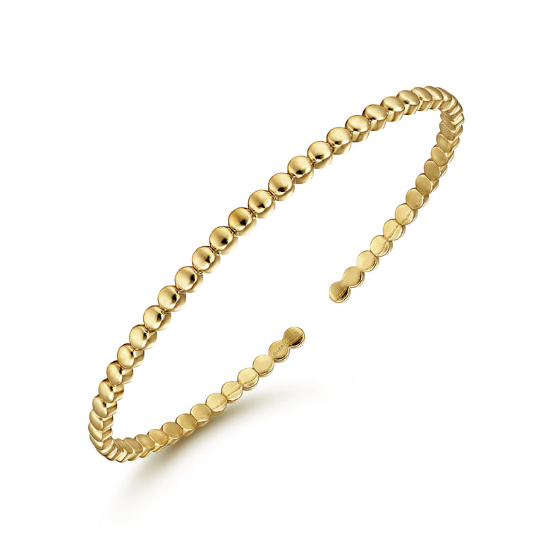 14K Yellow Gold Beaded Cuff Bracelet - Shot 2