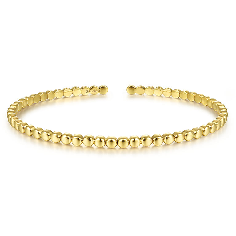 14K Yellow Gold Beaded Cuff Bracelet - Shot 1