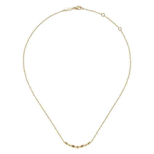 14K Yellow Gold Beaded Curved Bar Necklace - Shot 2
