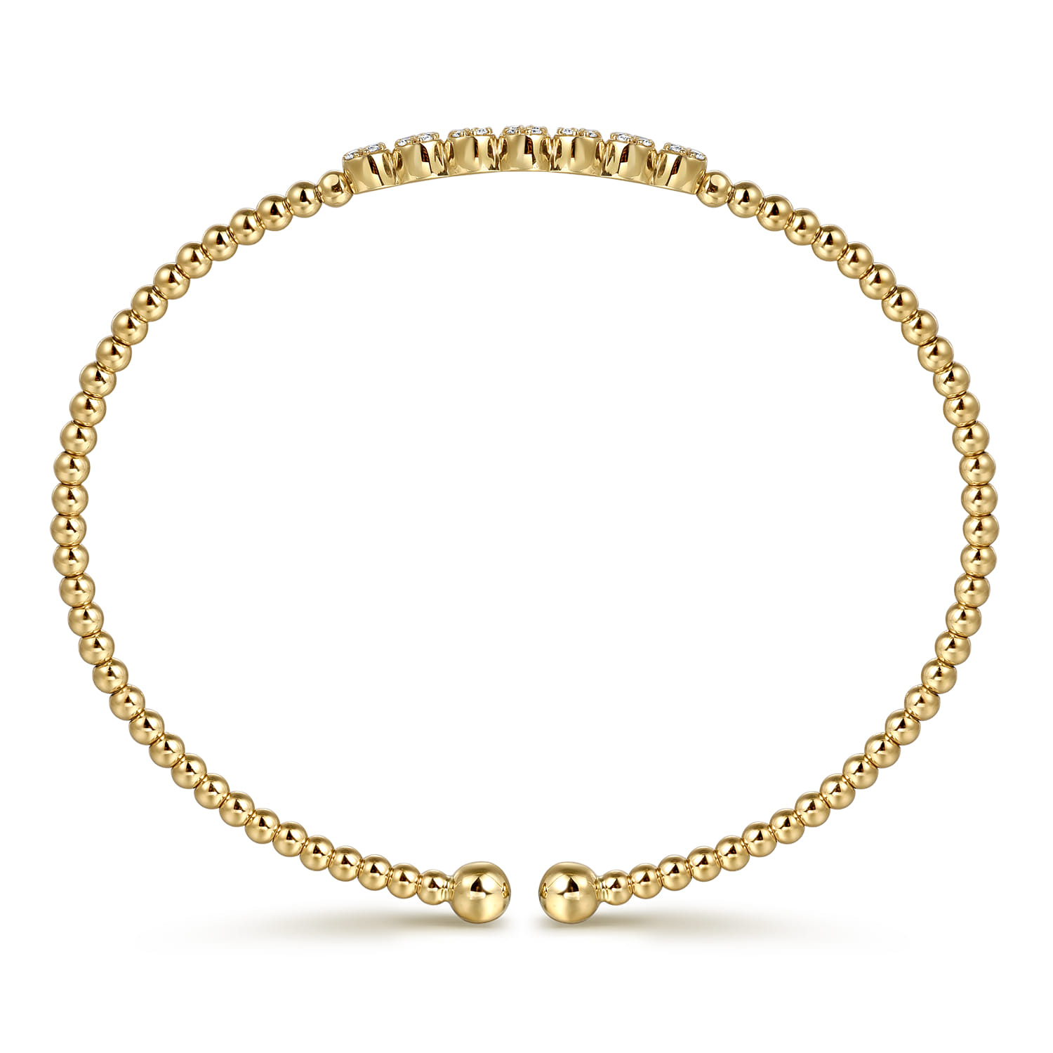 14K Yellow Gold Beaded Diamond Bangle-Bujukan - 0.14 ct - Shot 3