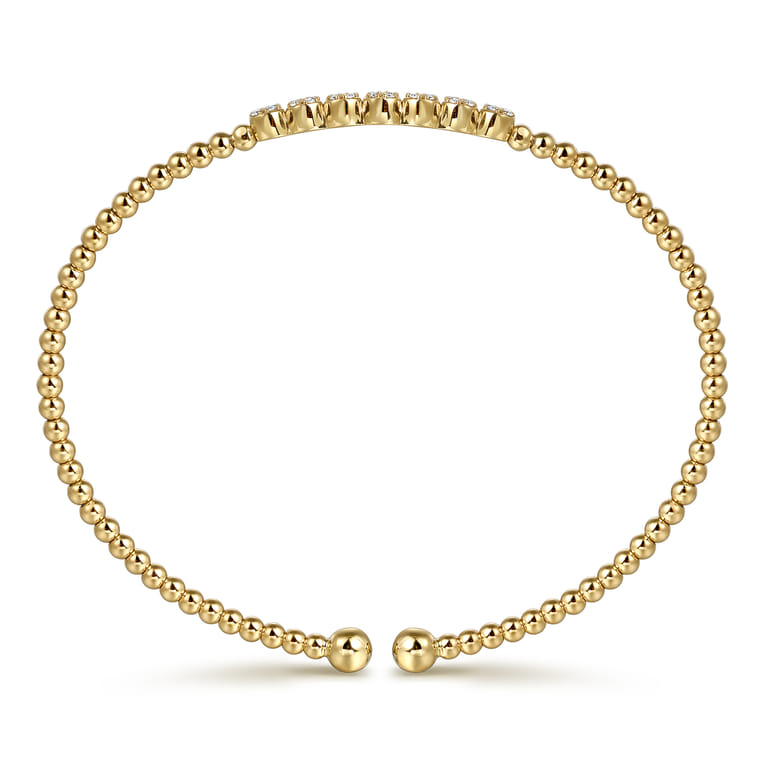 14K Yellow Gold Beaded Diamond Bangle-Bujukan - 0.14 ct - Shot 3