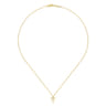 14K Yellow Gold Beaded Diamond Cross Pendant Necklace - 0.02 ct