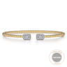 14K Yellow Gold Beaded Diamond Open Cuff Bangle Bracelet-Bujukan - 0.3 ct