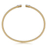 14K Yellow Gold Beaded Diamond Open Cuff Bangle Bracelet-Bujukan - 0.3 ct