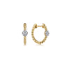14K Yellow Gold Beaded Diamond Pave 15mm Huggies - 0.07 ct