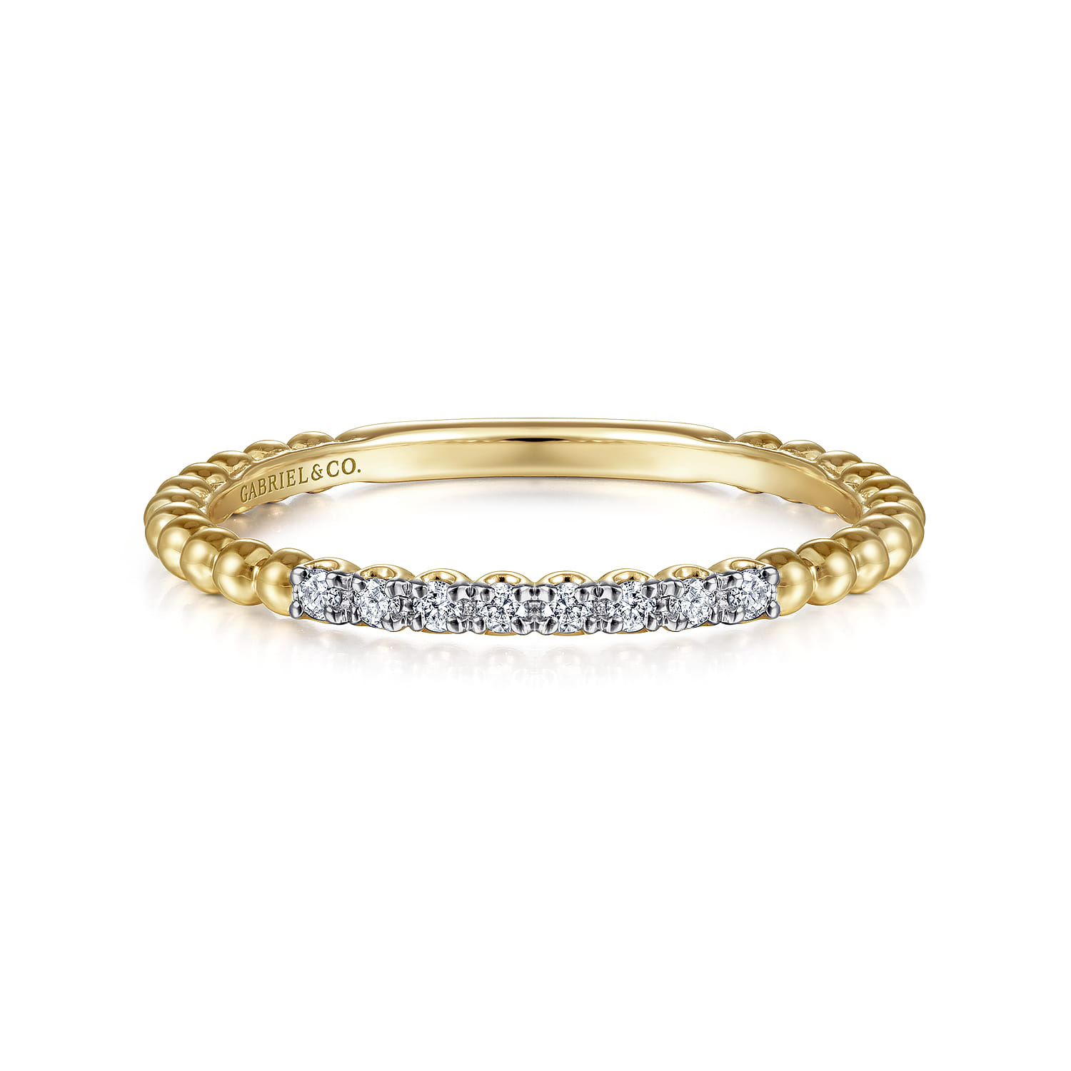 14K Yellow Gold Beaded Diamond Stackable Ring- Bujukan