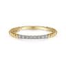 14K Yellow Gold Beaded Diamond Stackable Ring- Bujukan - 0.06 ct