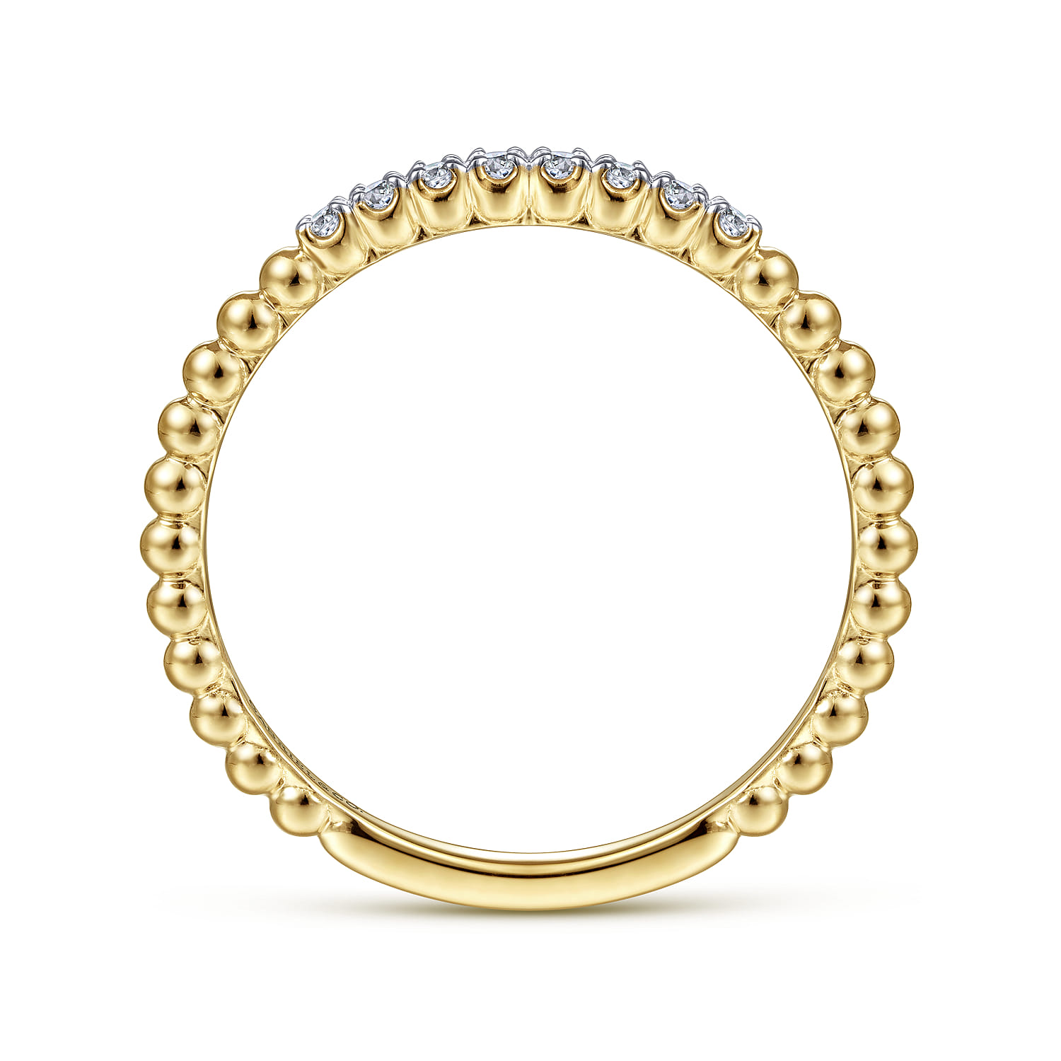14K Yellow Gold Beaded Diamond Stackable Ring- Bujukan