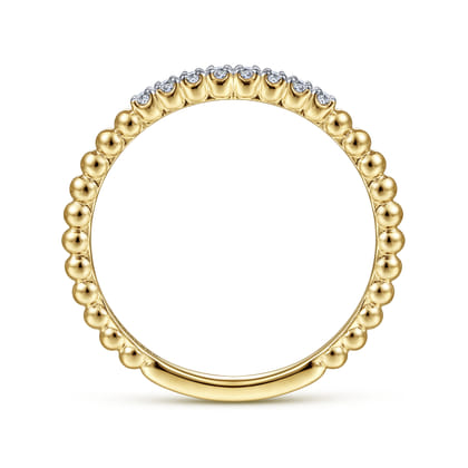 14K Yellow Gold Beaded Diamond Stackable Ring- Bujukan