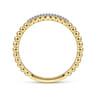 14K Yellow Gold Beaded Diamond Stackable Ring- Bujukan - 0.06 ct