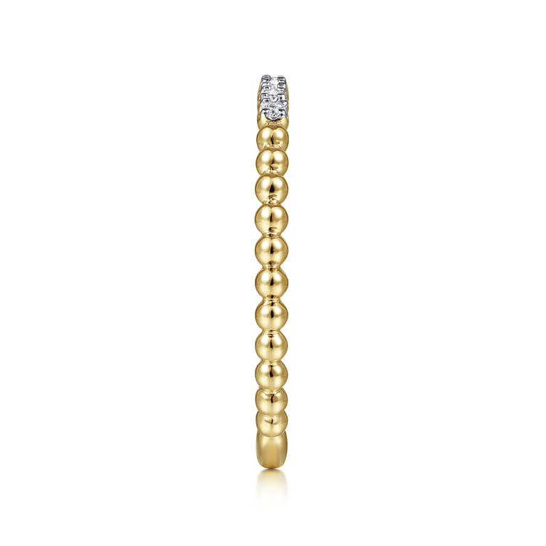 14K Yellow Gold Beaded Diamond Stackable Ring- Bujukan - 0.06 ct - Shot 4