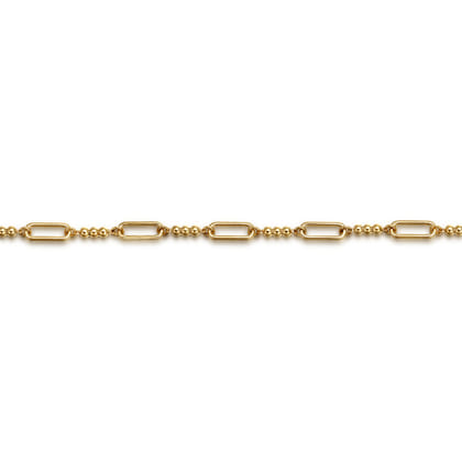 14K Yellow Gold Beaded Link Chain Bracelet-Bujukan