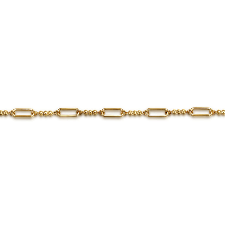 14K Yellow Gold Beaded Link Chain Bracelet-Bujukan - Shot 2