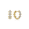 14K Yellow Gold Beaded Pave 10mm Diamond Huggies - 0.1 ct