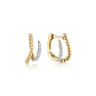 14K Yellow Gold Beaded Pave 10mm Diamond Huggies - 0.09 ct