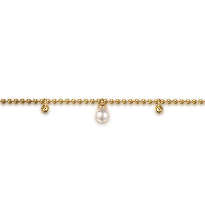 14K Yellow Gold Beaded Pearl Droplet Bracelet-Bujukan