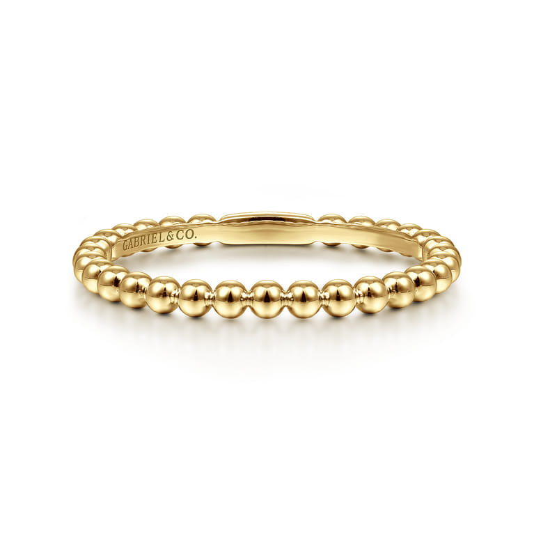 14K Yellow Gold Beaded Stackable Ring-Bujukan - Shot 1