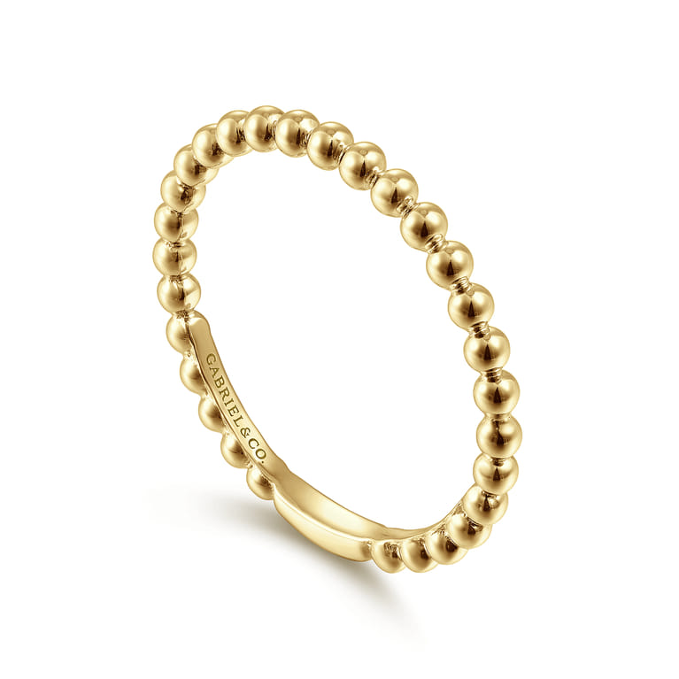 14K Yellow Gold Beaded Stackable Ring-Bujukan - Shot 3