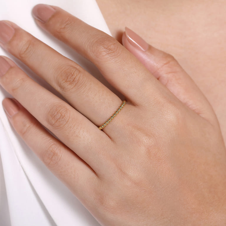 14K Yellow Gold Beaded Stackable Ring-Bujukan - Shot 5
