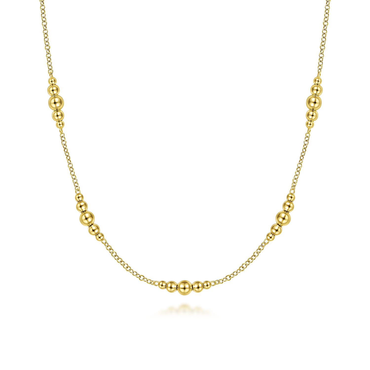 14K Yellow Gold Beaded Station Necklace-Bujukan - Shot 1