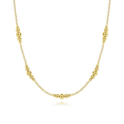 14K Yellow Gold Beaded Station Necklace-Bujukan