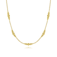 14K Yellow Gold Beaded Station Necklace-Bujukan