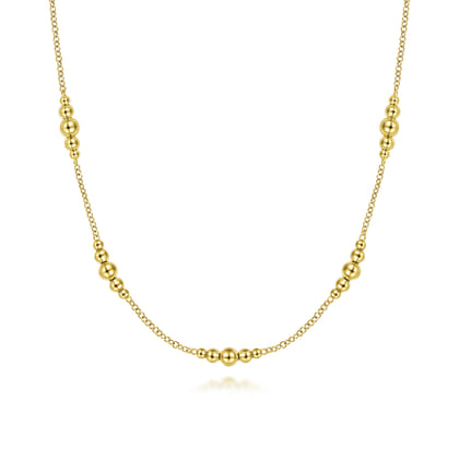 14K Yellow Gold Beaded Station Necklace-Bujukan