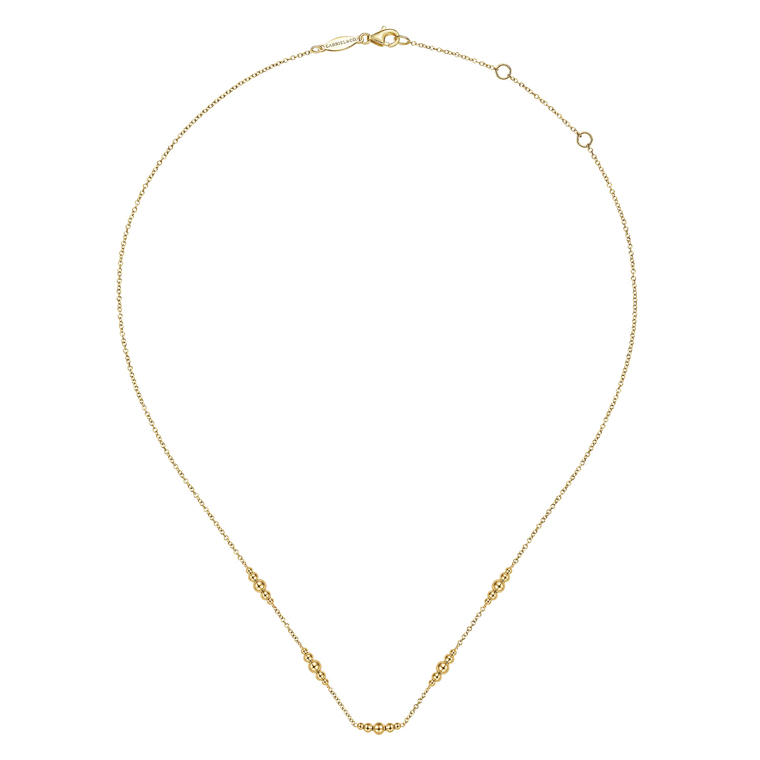 14K Yellow Gold Beaded Station Necklace-Bujukan - Shot 2