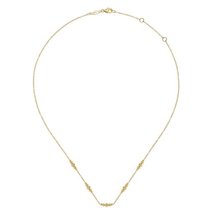 14K Yellow Gold Beaded Station Necklace-Bujukan