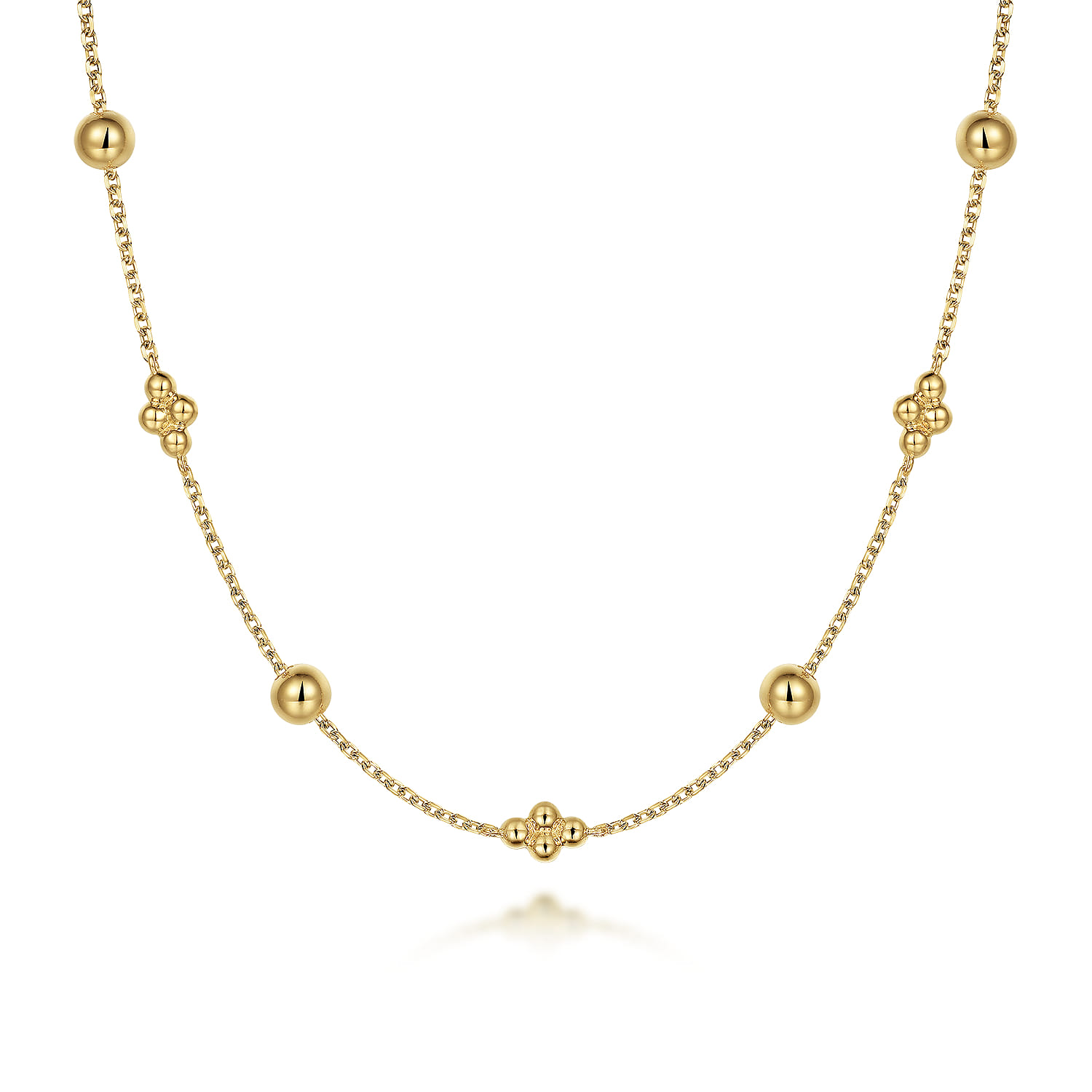 14K Yellow Gold Beaded Station Necklace-Bujukan
